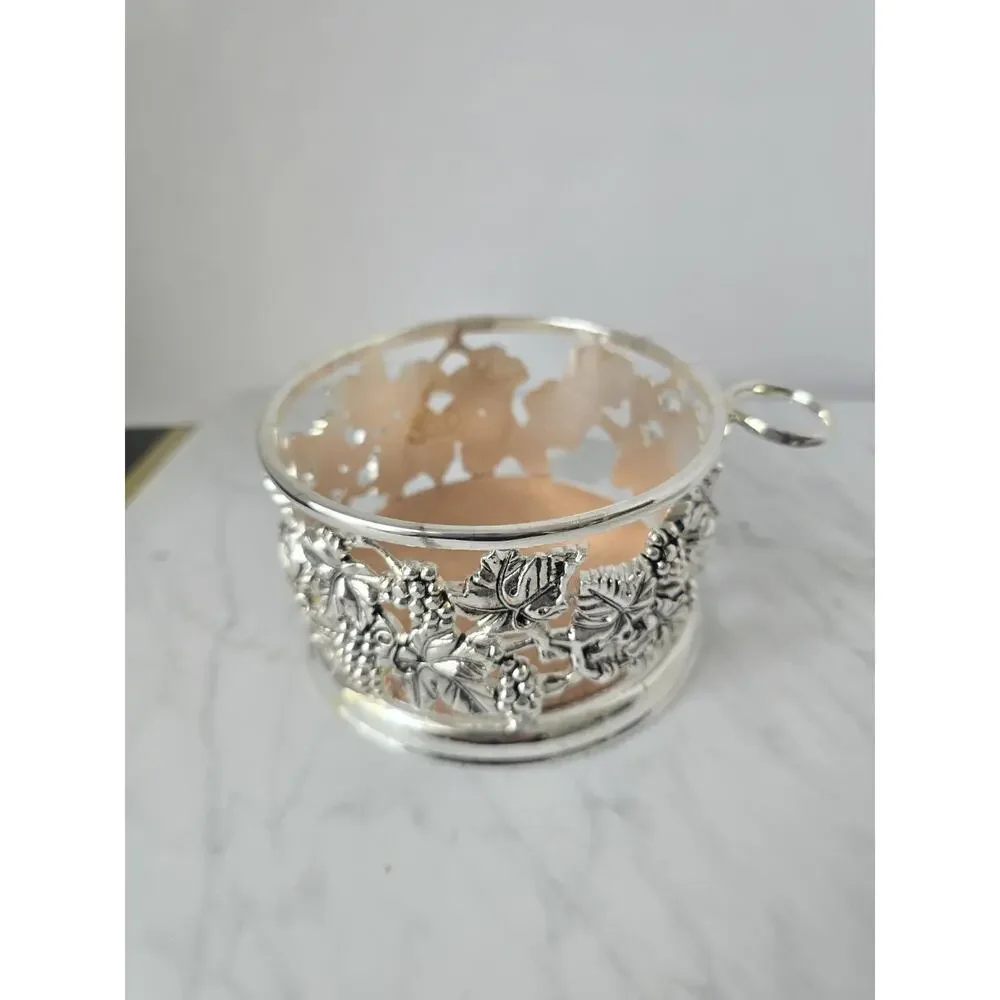 Vintage Godinger Silver Plated Wine Bottle Coaster & Stopper Set - NOS
